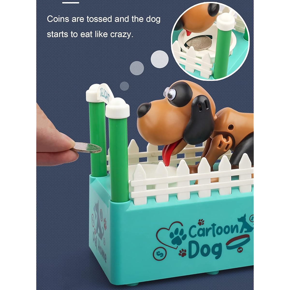 Cevly Small Dog Piggy Bank, Cute Dog Piggy Bank Eating Coins, Coin Stealing Toy, Fun Piggy Bank, Personalized Christmas Birthday Gift for Boys Girls, Nursery Room Decoration