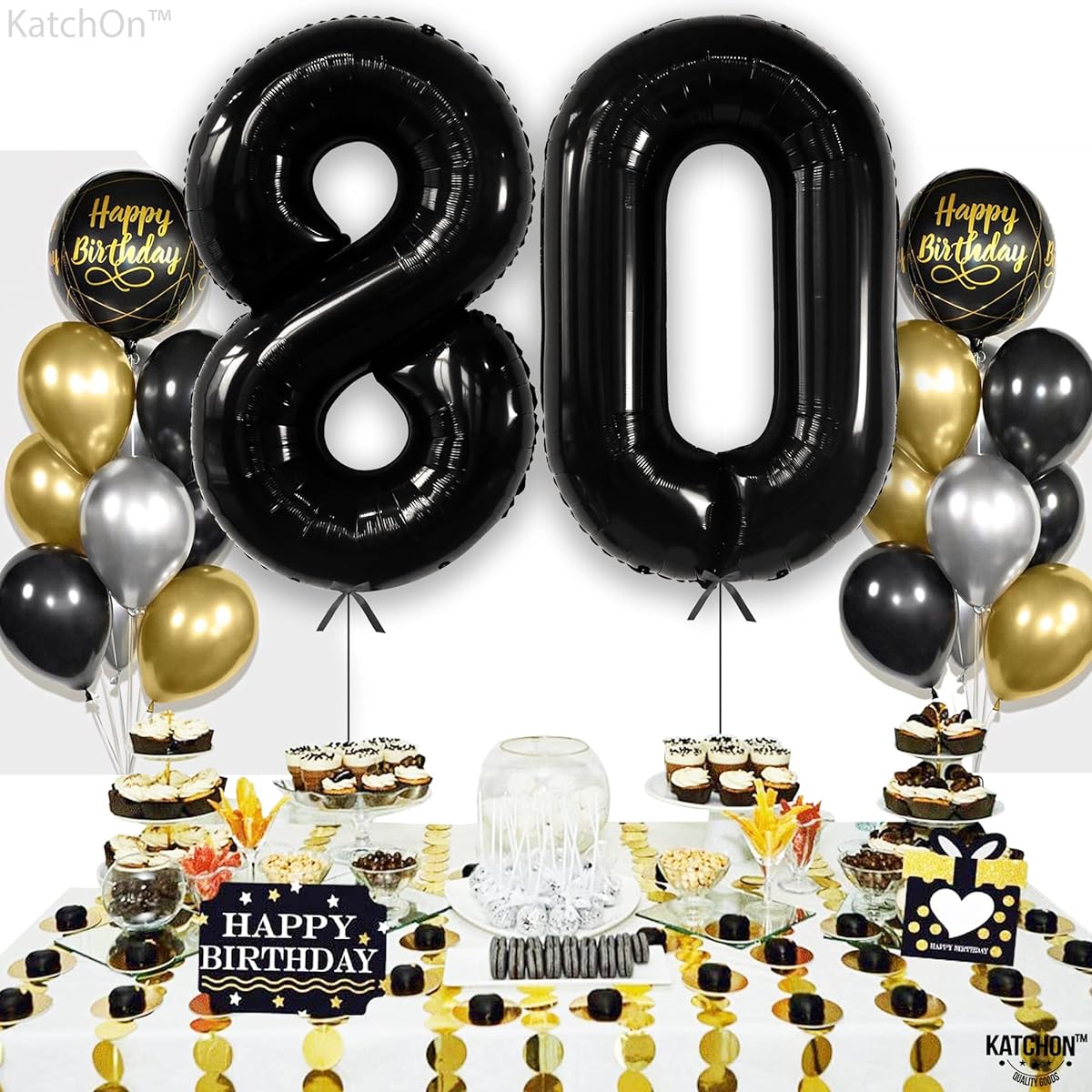 black number 80 foil balloon