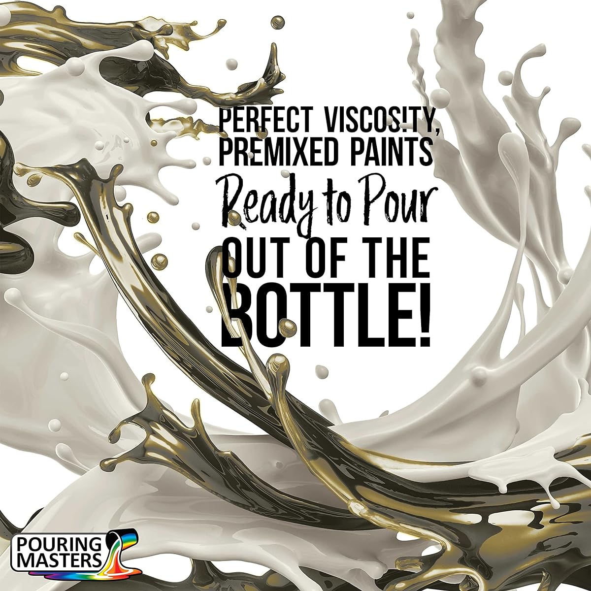 Pouring Masters Gold/Silver Iridescent Special Effects Pouring Paint - Quart Bottle - Acrylic, Ready to Pour, Premixed, Water-Based, for Canvas, Wood, Paper, Crafts, Tile, Rocks and More