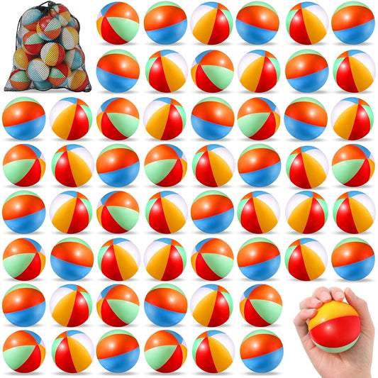 100pcs Mini Beach Stress Balls 2.5 Inch Stress Relief Balls Rainbow Beach Stress Balls Swimming Pool Games Toys Foam Sports Balls with Storage Bag for School Carnival Reward Summer Birthday (Fresh Color)