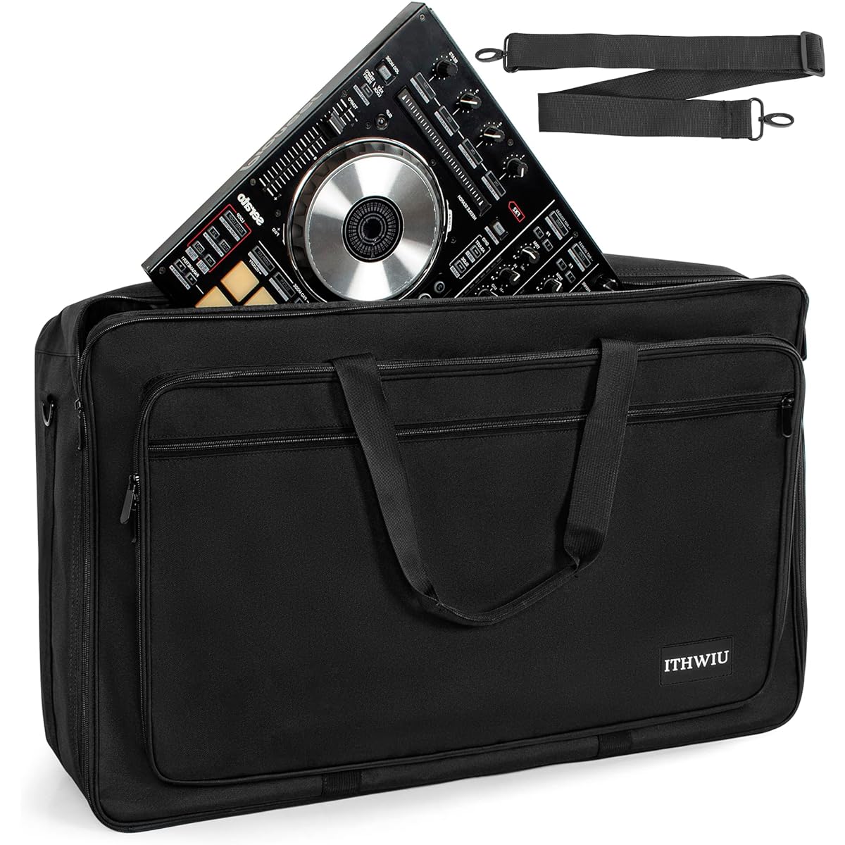 ITHWIU DDJ Controller Padded Storage Bag Hercules DJ Inpulse 500, DDJ REV1, NI Traktor Kontrol S4 MK3, DDJ SR DDJ SR2, Numark PLATINUM FX DDJ RR Akai MPK225, 23.5 x 14 x 3 inches, Black
