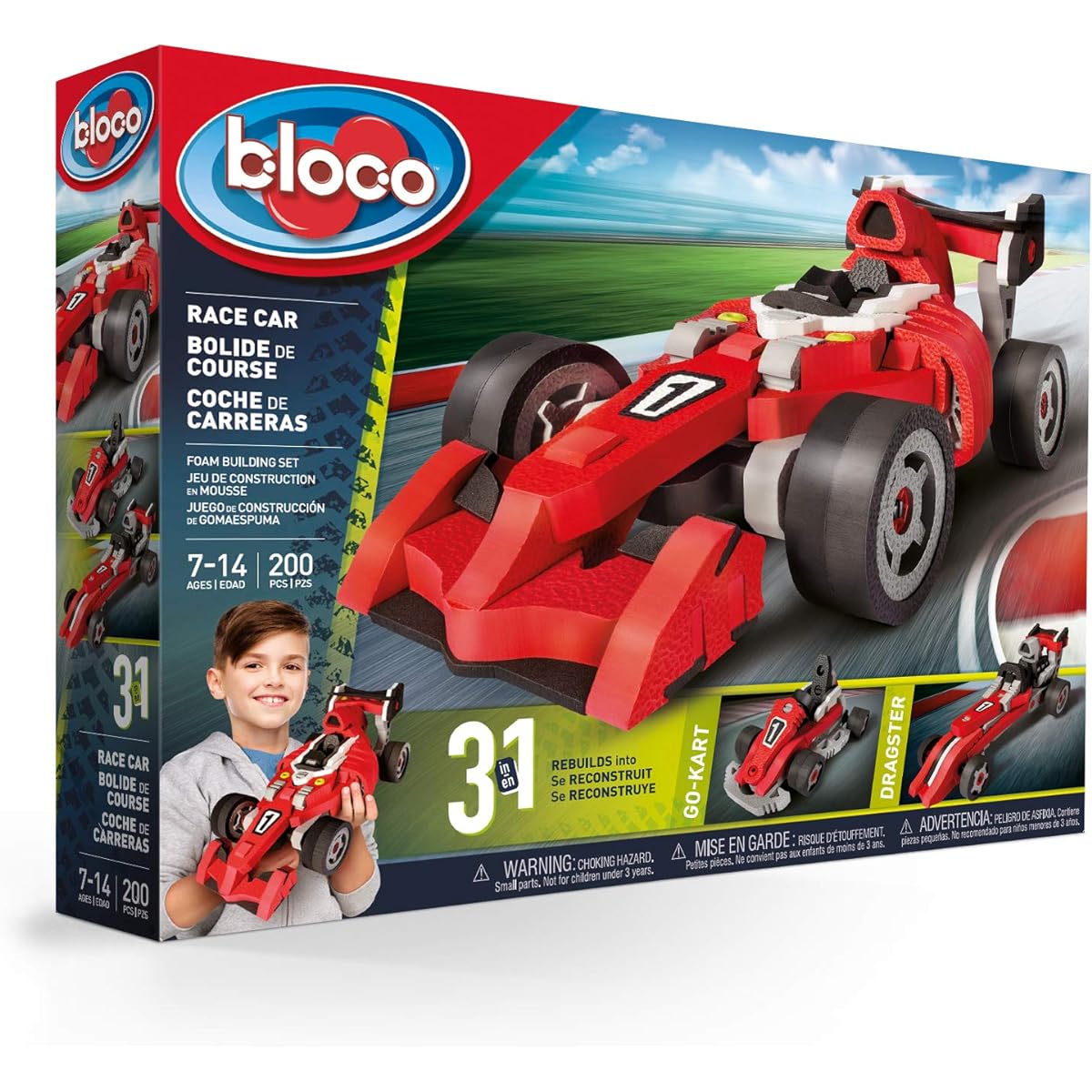 BLOCO TOYS 3 in 1 Racing Car | STEM Toy | Formula 1 Go Kart & Druster | DIY Assembly Set (200 Pieces)