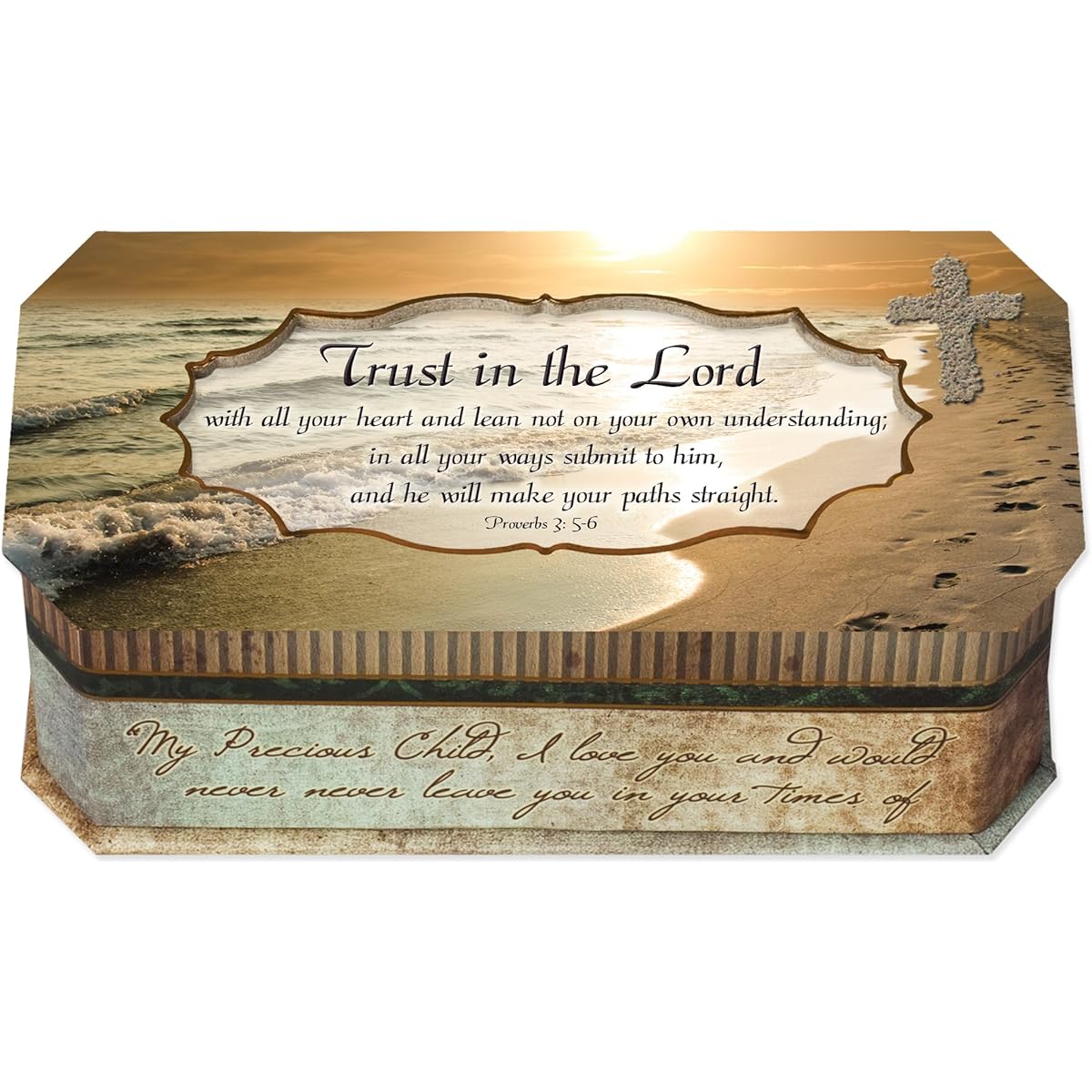 [Cottage Garden]Cottage Garden Proverbs 3:56 Trust in the Lord Footprints in the Sand Design Belle Papier Jewelry Music Musical Box Plays [Parallel Import]