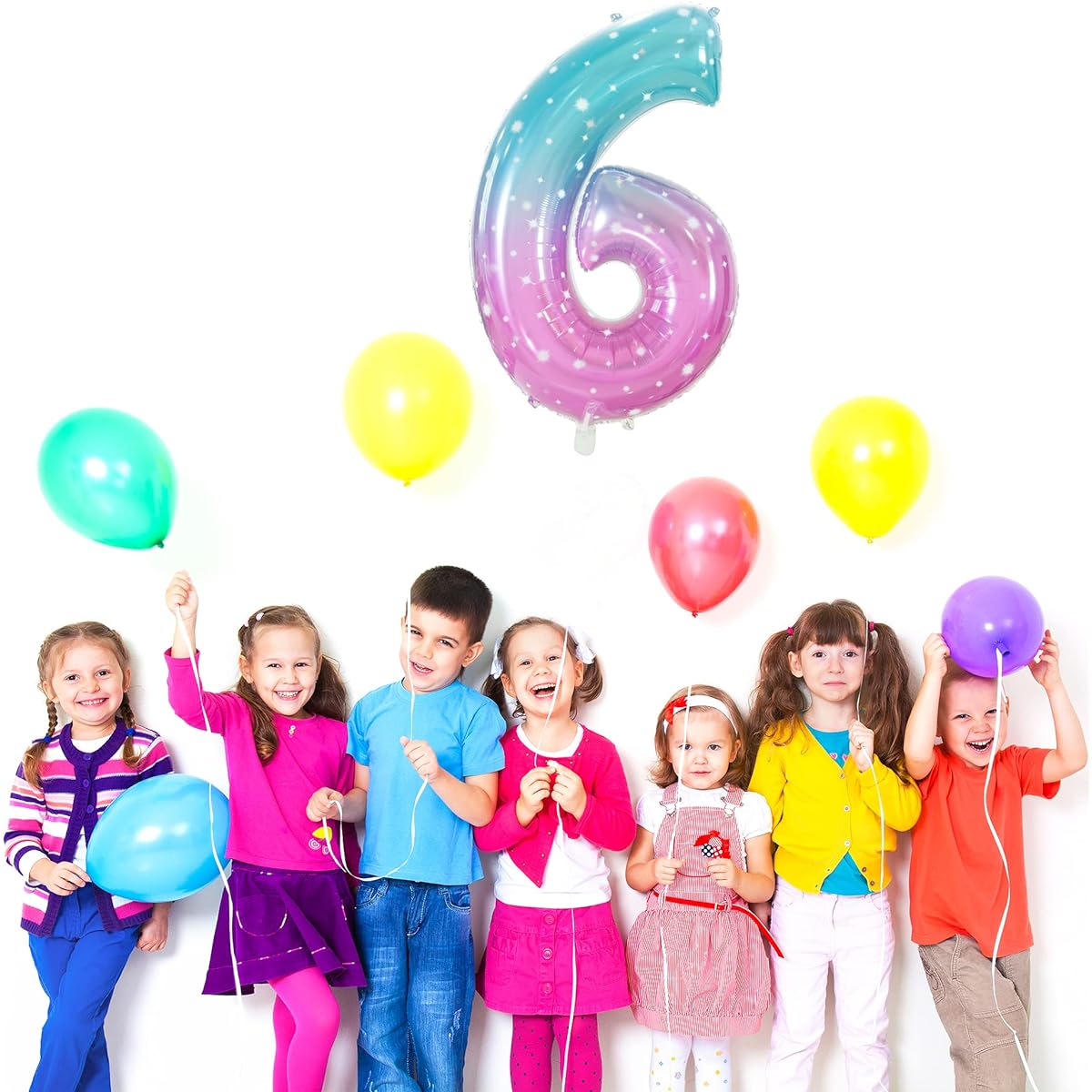 Gifloon Number 6 Balloon, 6th Birthday Foil Balloon, Large Number Balloon, 40 Inch