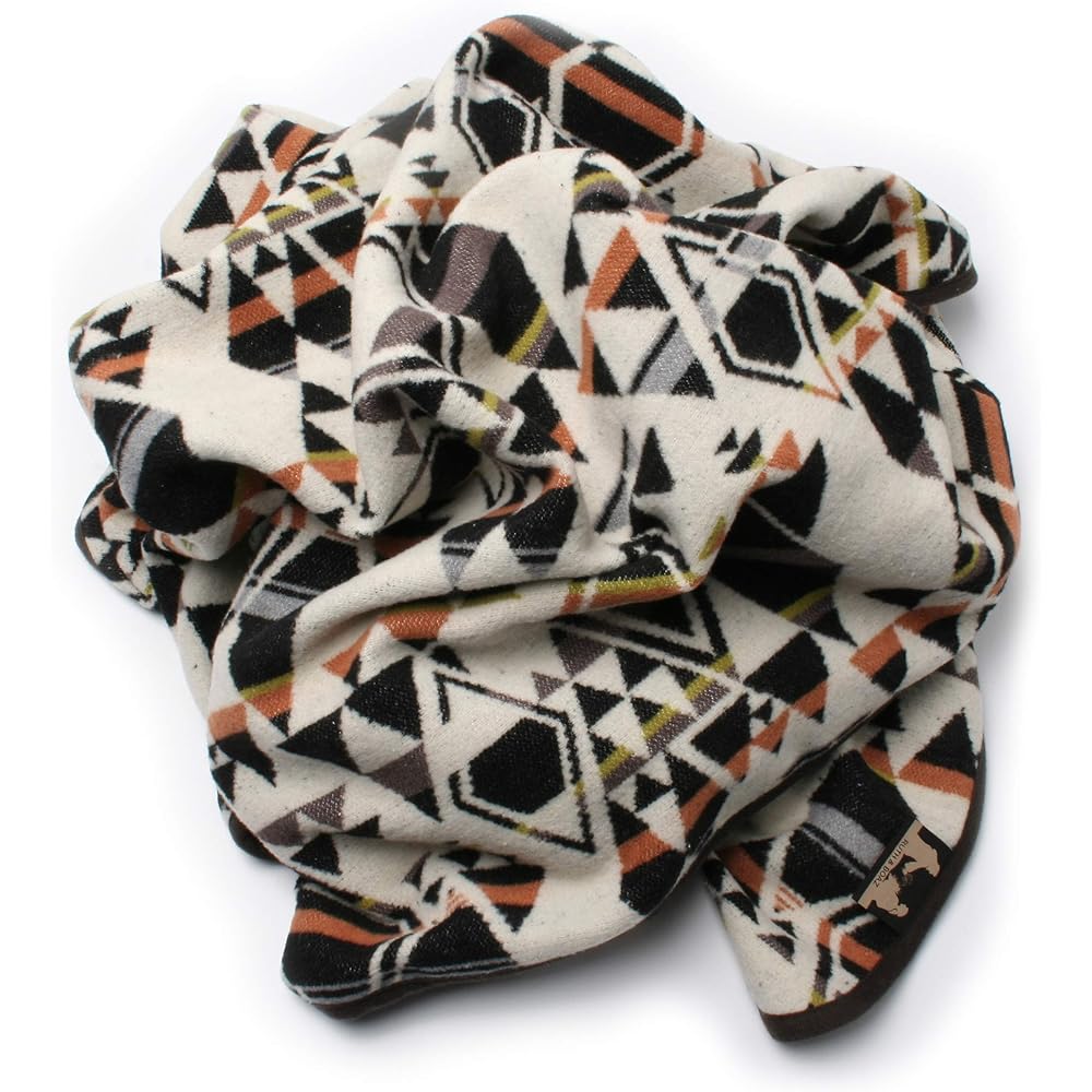 Ruth&Boaz Ethnic Native Pattern Wool Blend Blanket Rug 3 Sizes (S) SNOW WHITE (148cm x 143cm) (148cm x 208cm) (148cm x 254cm)