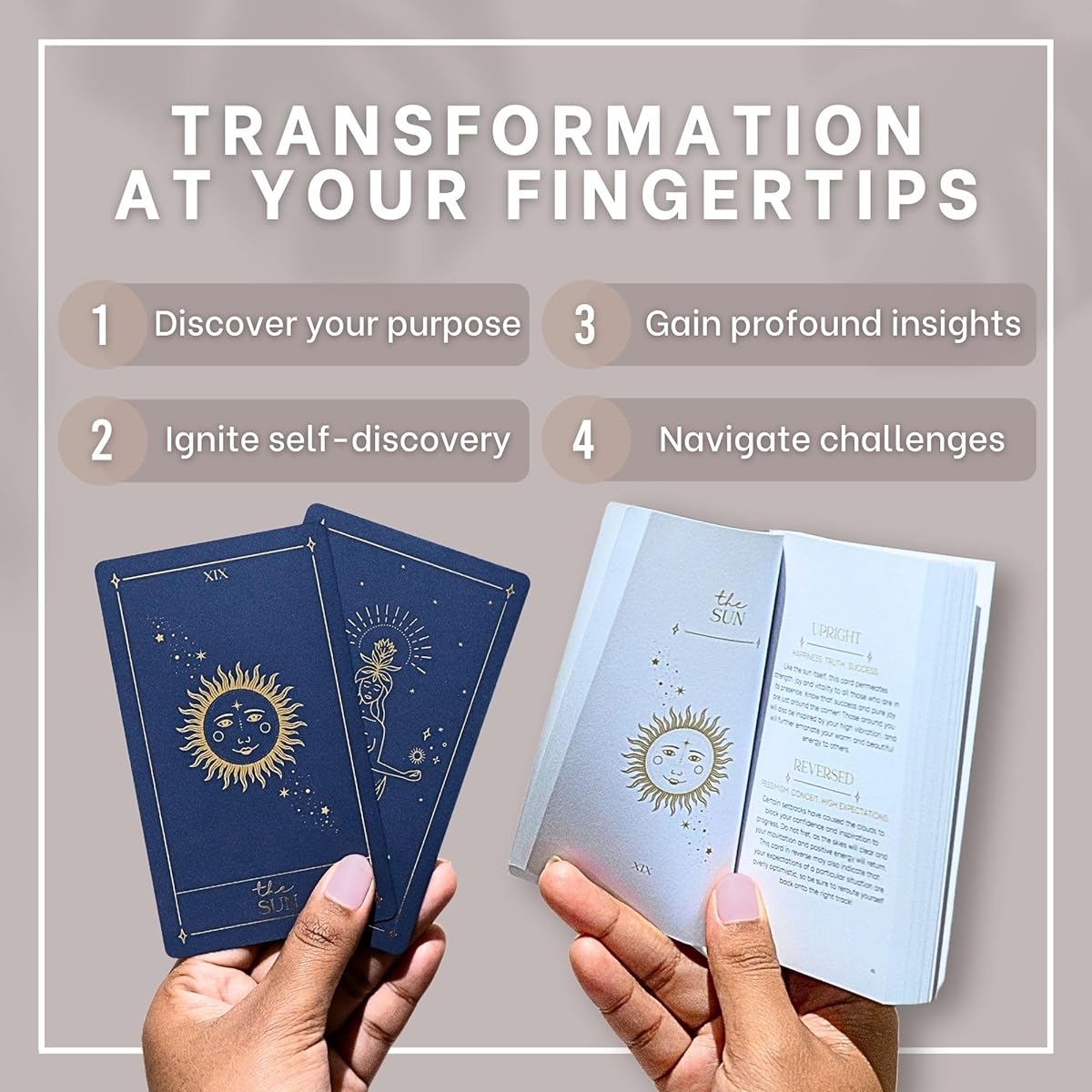 Soleia Tarot Cards with Guidebook | 78 Gold Foil Tarot Cards for Beginners | Tarot Deck with Guidebook and Premium Box | Inspired by the Rider-Waite Tarot | Navy