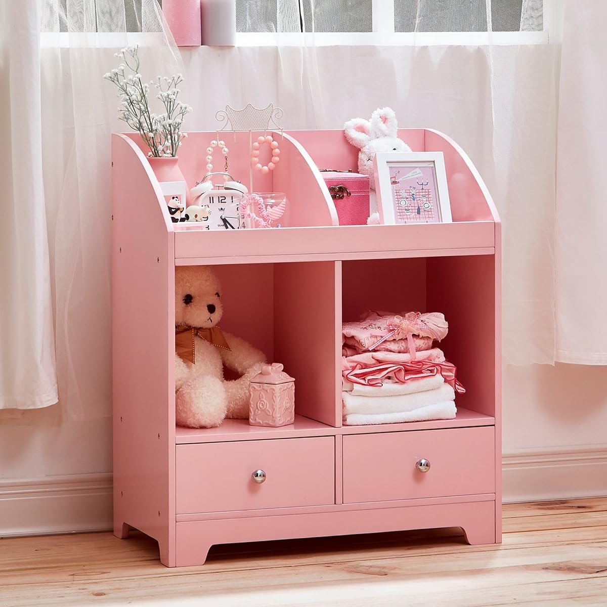 Teamson Kids Windsor Wooden Cubby Storage Pink