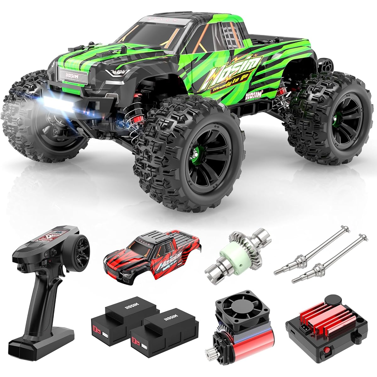 Hosim 1:16 60+KMH 4WD Brushless RC Car High Speed Remote Control Truck for Adults Radio Car Off-Road Waterproof Hobby Grade Toy Crawler Electric Car Gift for Boys Kids 2 Batteries Over 40 Minutes Play
