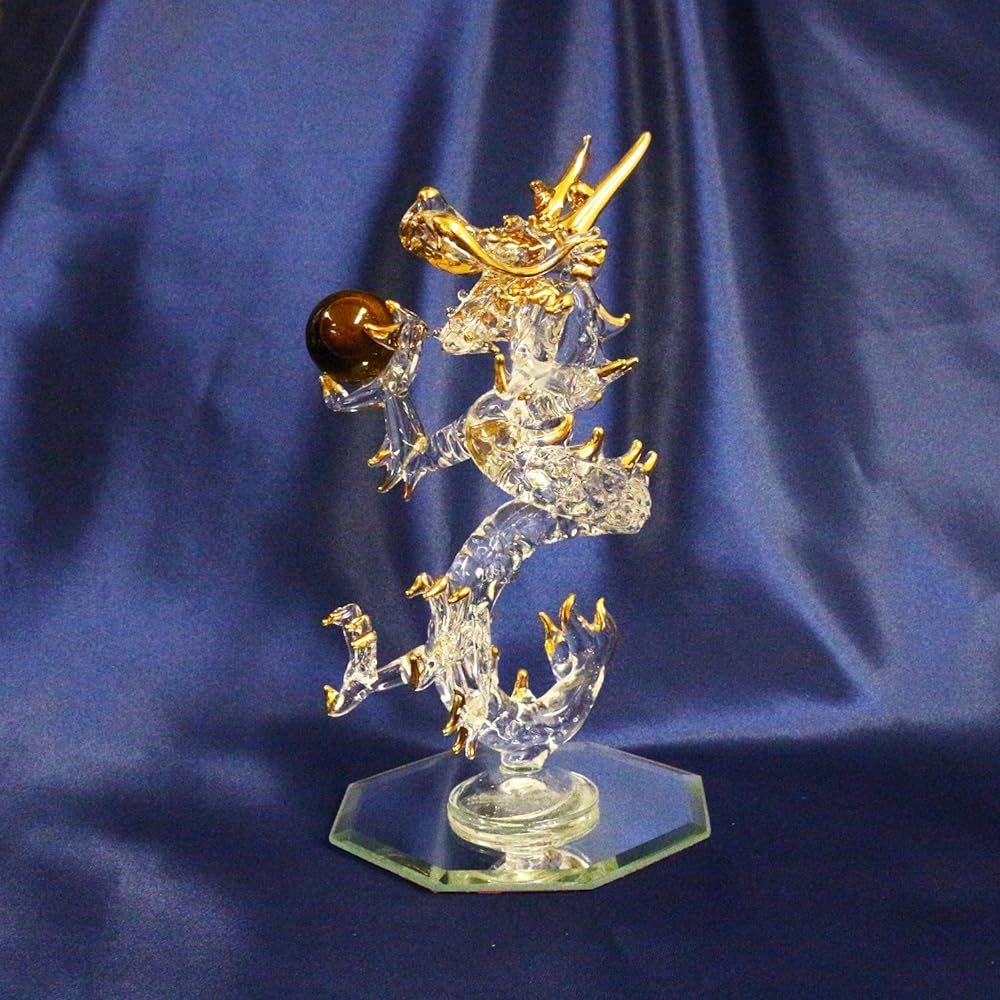 Castle Enterprise (Castle Enterprise) Four Cart Handmade Glasswork Feng Shui Good Luck Auspicious Money Luck Rising Dragon