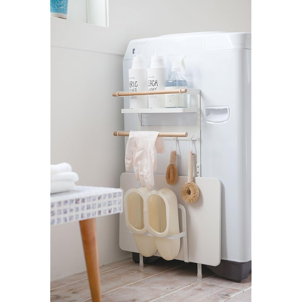 Yamazaki Jitsugyo Storage Rack Washing Machine Side Magnetic Storage Rack Tosca White 3312