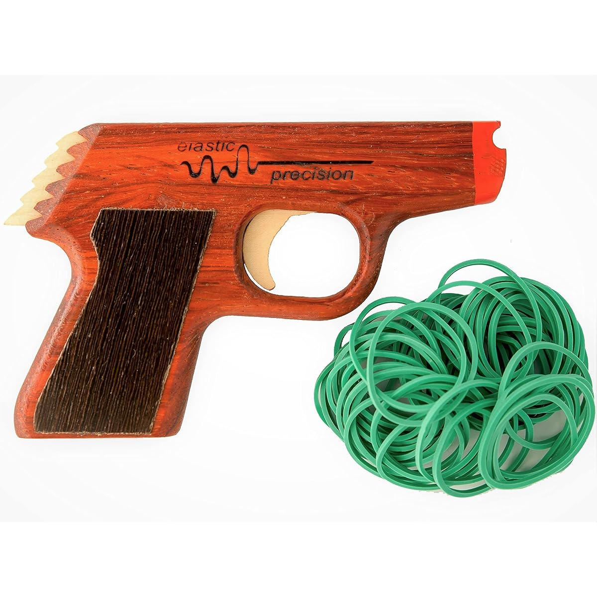 Elastic Precision Model PPK Rubber Band Gun Rapid Fire Semi-Automatic & Made of Walnut Hardwood