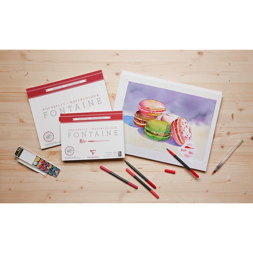 Clairefontaine Watercolor Paper [Fontaine] Medium grain 23 x 31 (20 sheets) Block Drawing Paper Extra Thick 300g Clairefontaine cf975500