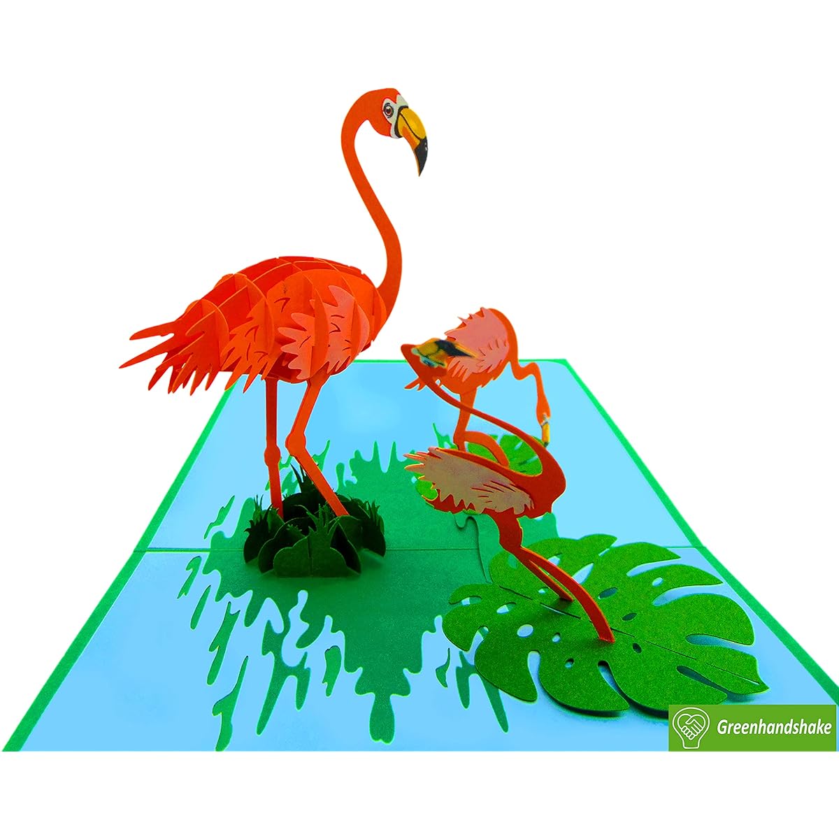 Flamingo Pop Up Cards 3D Pop Up Greeting Cards for Birthday, Valentine's, Mother's Day, Spring, Father's Day, Graduation, Wedding, Anniversary, Thank You, Great Deal, Any Occasion, 6" x 6"