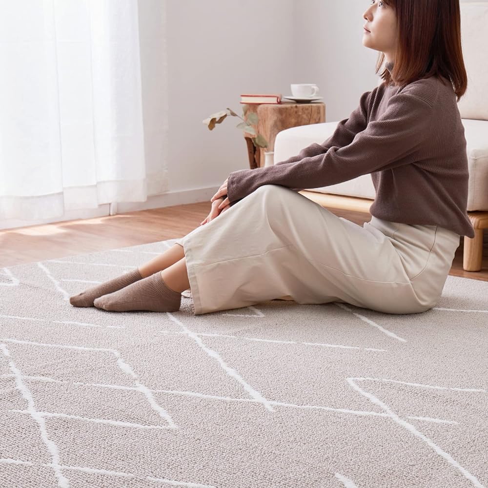 Hagiwara Rug, Gray, Approx. 185 x 185cm "Guerrero" Tough Rug, Washable, Antivirus, Allergen Reduction, Deodorizing, Antibacterial/Odor Resistant, Earth Mite Resistant, Made in Japan