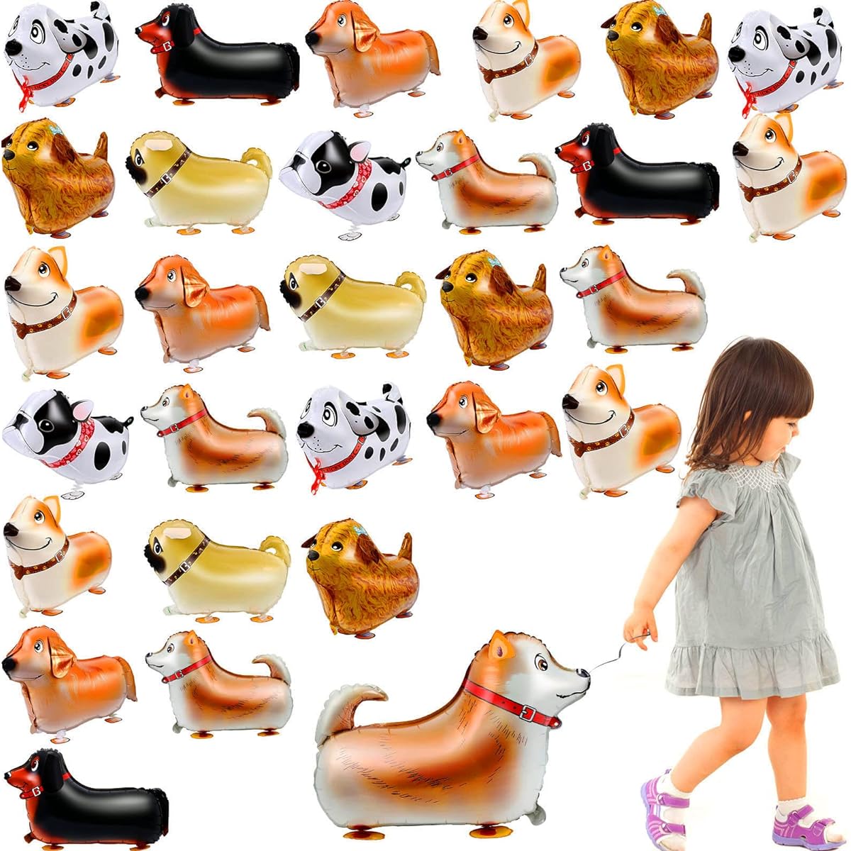 40pcs Walking Animal Balloons, New Year Pet Dog Balloons, New Year Party Decorations, Kids Balloons Puppy Dog Birthday Party Supplies for Boys and Girls New Year Decorations