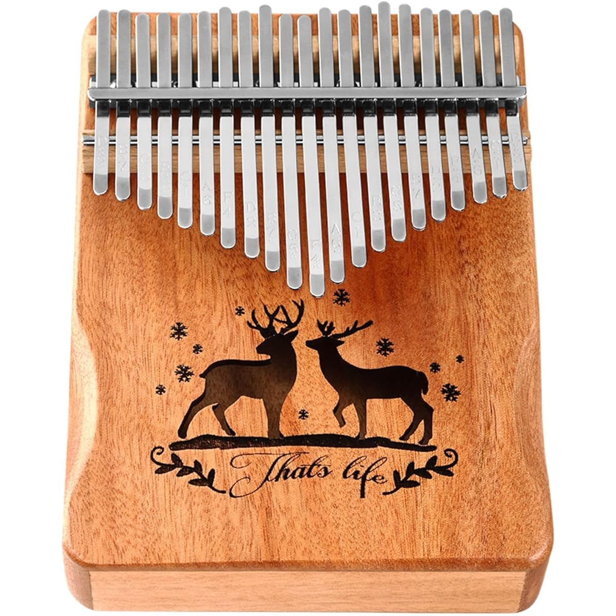 Commercial beginner's set, 21 keys, pre-tuned, original music score, kalimba, beginner's book, case, engraved, musical instrument, PERDIN kalimba, beginner, mahogany, organic brown, DQ