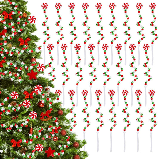 Whaline 36 Pieces Christmas Curly Picks Candy Style Christmas Tree Picks Red White Green Christmas Tree Toppers Ornaments Winter Holiday Home Office Party Decor 8.7 Inch
