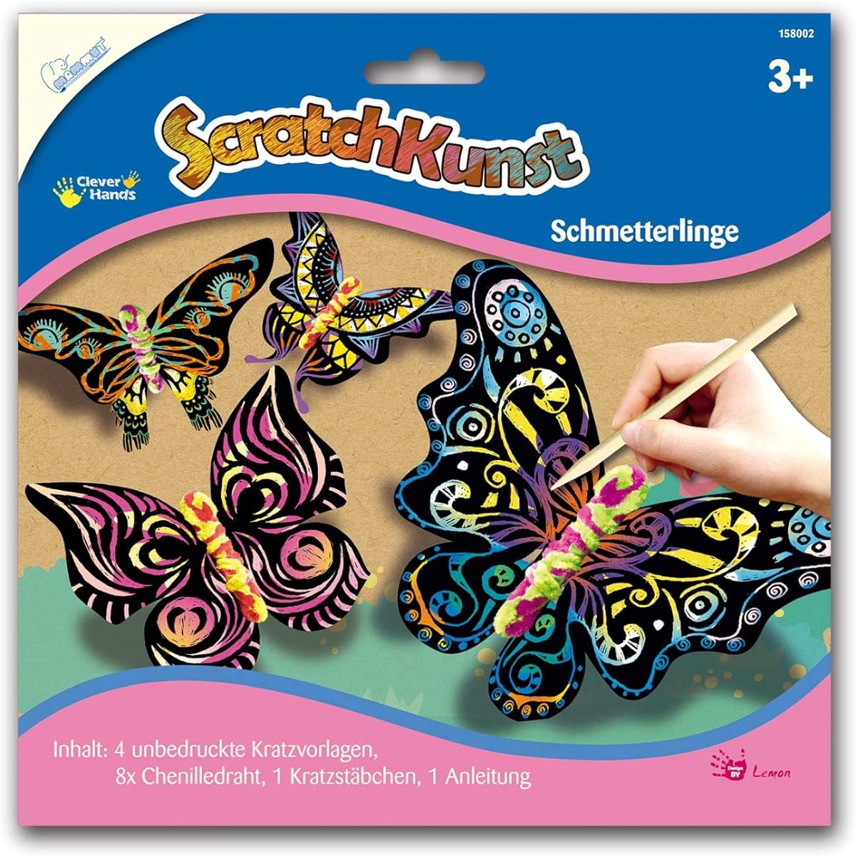 Mammut Spiel & Geschenk 25211550 Scratch Art Butterfly with Chenille, Colorful