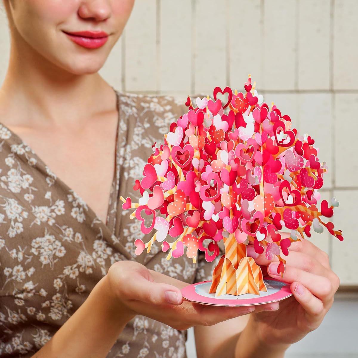 Paper Love 3D Heart Tree Pop Up Card, Removable Pop Up Favor, Mother's Day Card for Mom, Wife, Any Occasion - Extra Large 10" x 7" Card - Includes Envelope and Note