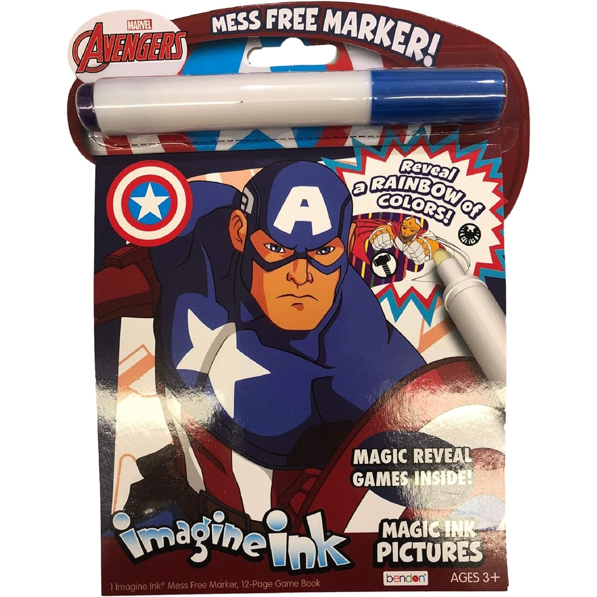 Imagine Ink Coloring Set for Superhero Kids - 3 Magic Ink Books with Avengers, Spiderman and Captain America