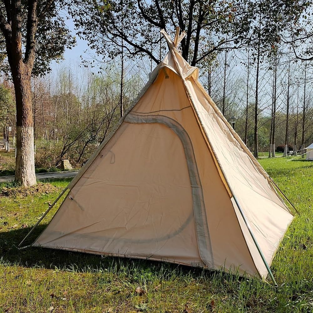 Three Season Cotton Canvas Camping Pyramid Tent 2-3 Persons