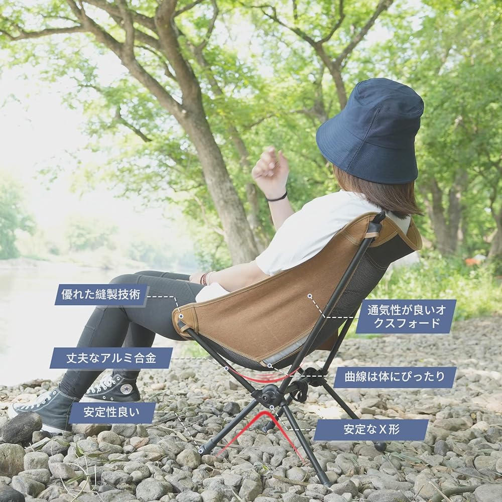 LACAL Outdoor Chair, Camping Chair, Foldable, Lightweight, 1.17KG, Compact, 3 Colors to Choose from, Solo Camping, Fishing, Climbing, Load Capacity 150kg (2 pieces)