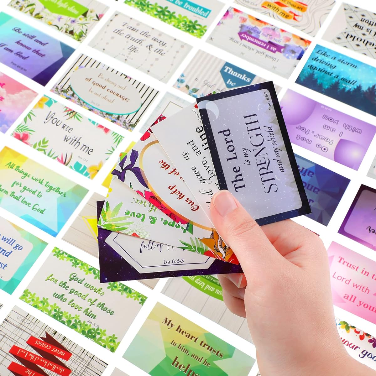 200 Pieces Bible Verse Cards, Full Bible, Inspirational Mini Prayer Cards, Positive Affirmation Cards, Religious Gifts for Men and Women, Religious Motivational Quotes Cards, Lunchbox Notes, 50 Styles