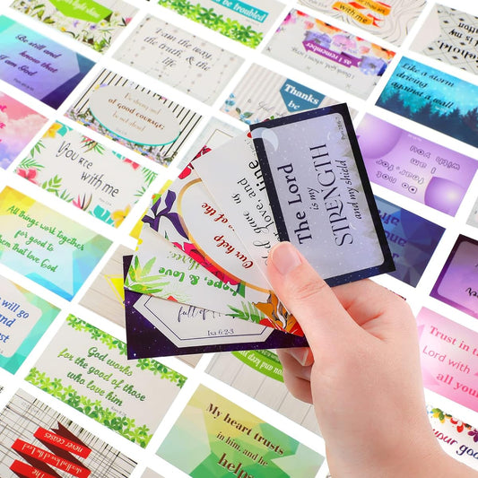 200 Pieces Bible Verse Cards, Full Bible, Inspirational Mini Prayer Cards, Positive Affirmation Cards, Religious Gifts for Men and Women, Religious Motivational Quotes Cards, Lunchbox Notes, 50 Styles