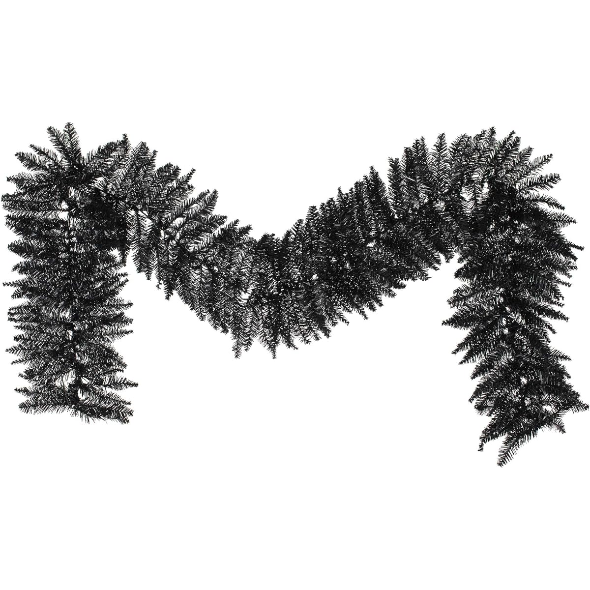 Vickerman 9' x 14" Unlit Black Fir Artificial Garland for Home Decorations, Maintenance Free Seasonal Garland for Halloween and Christmas Decorations, Home Decor