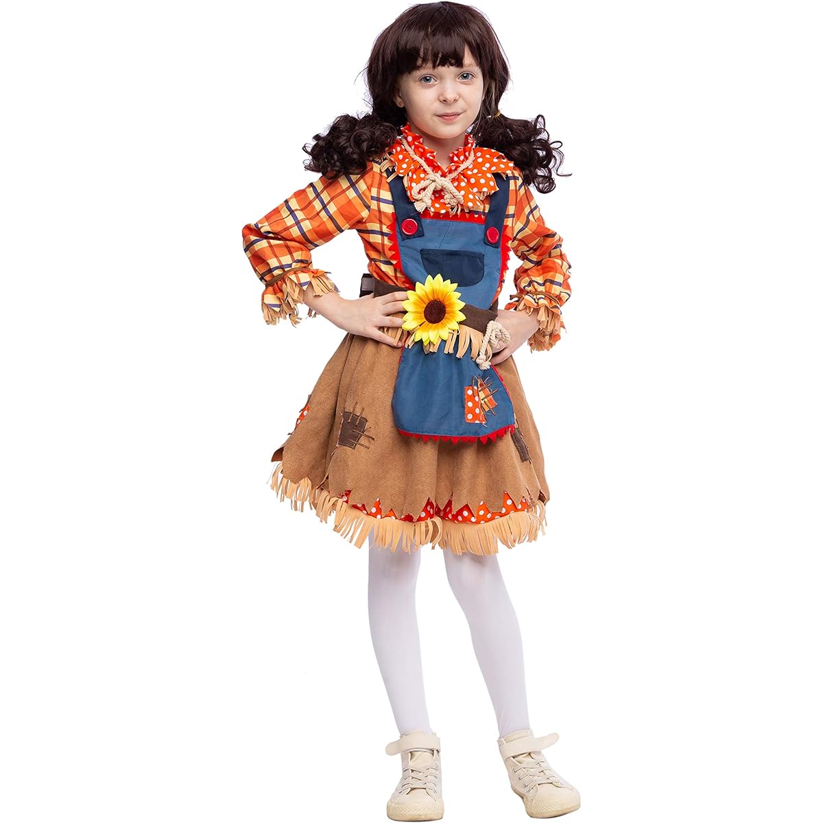 Sunflower Sweet Scarecrow Costume for Girls Kids Farmer