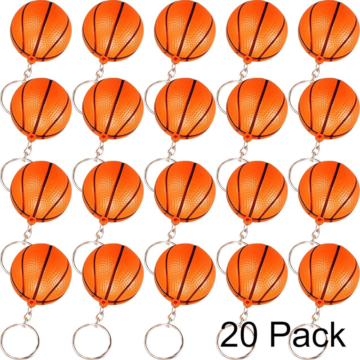 Blulu 20 Pack Orange Basketball Keychains for Party Favors School Carnival Rewards Party Bag Gift Fillers (20 Pack Basketball Keychains)