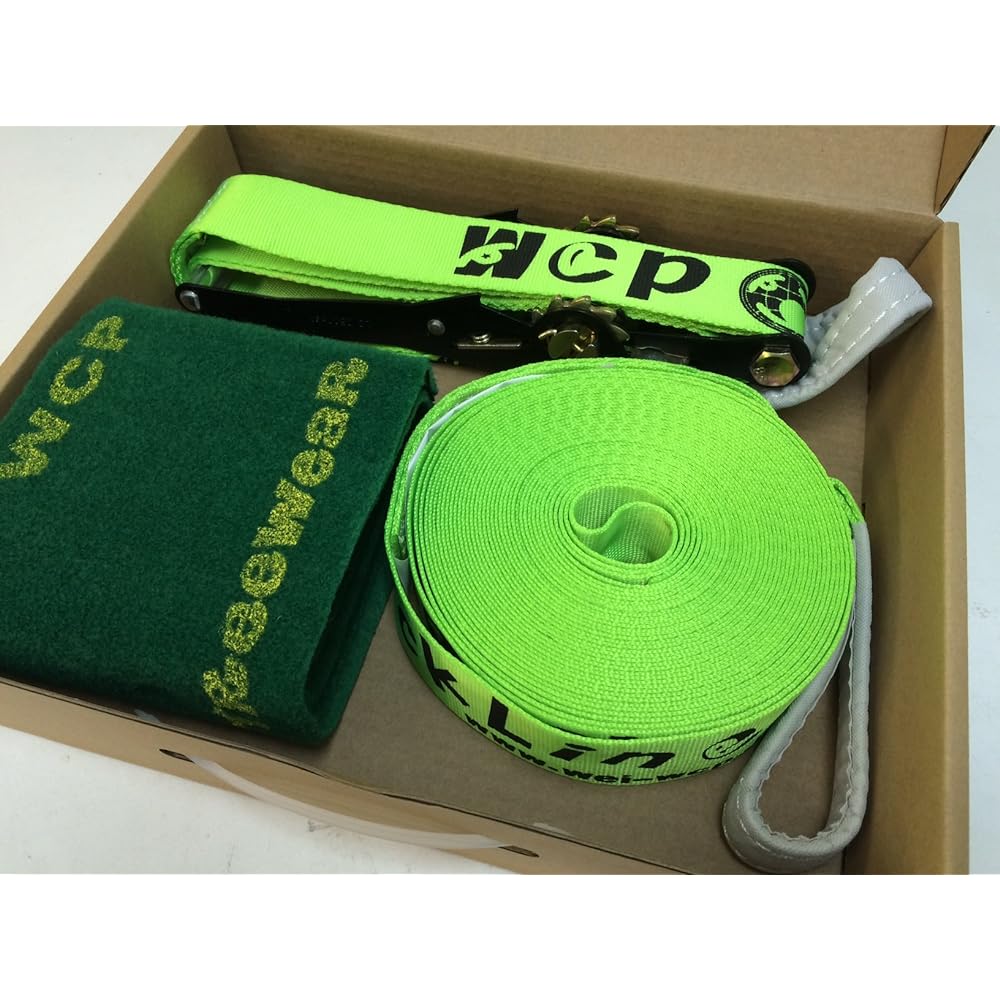 [Slackline] [WCP Slackline] Glitterline 15m "Fluorescent Green/Fluorescent Green Luminous Line" (2 pieces of tree wear/storage bag included) Released by Japanese manufacturer