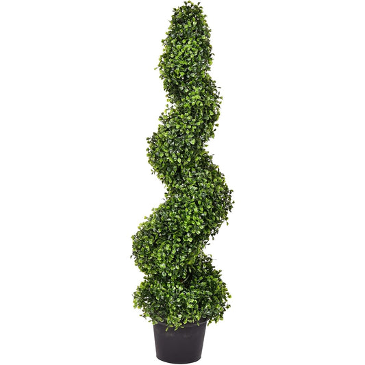 Vickerman Artificial Boxwood Topiary Spiral Tree 3 Feet Tall - Potted Natural Green Boxwood - UV Resistant Indoor Outdoor Home Patio Front Door Faux Decor