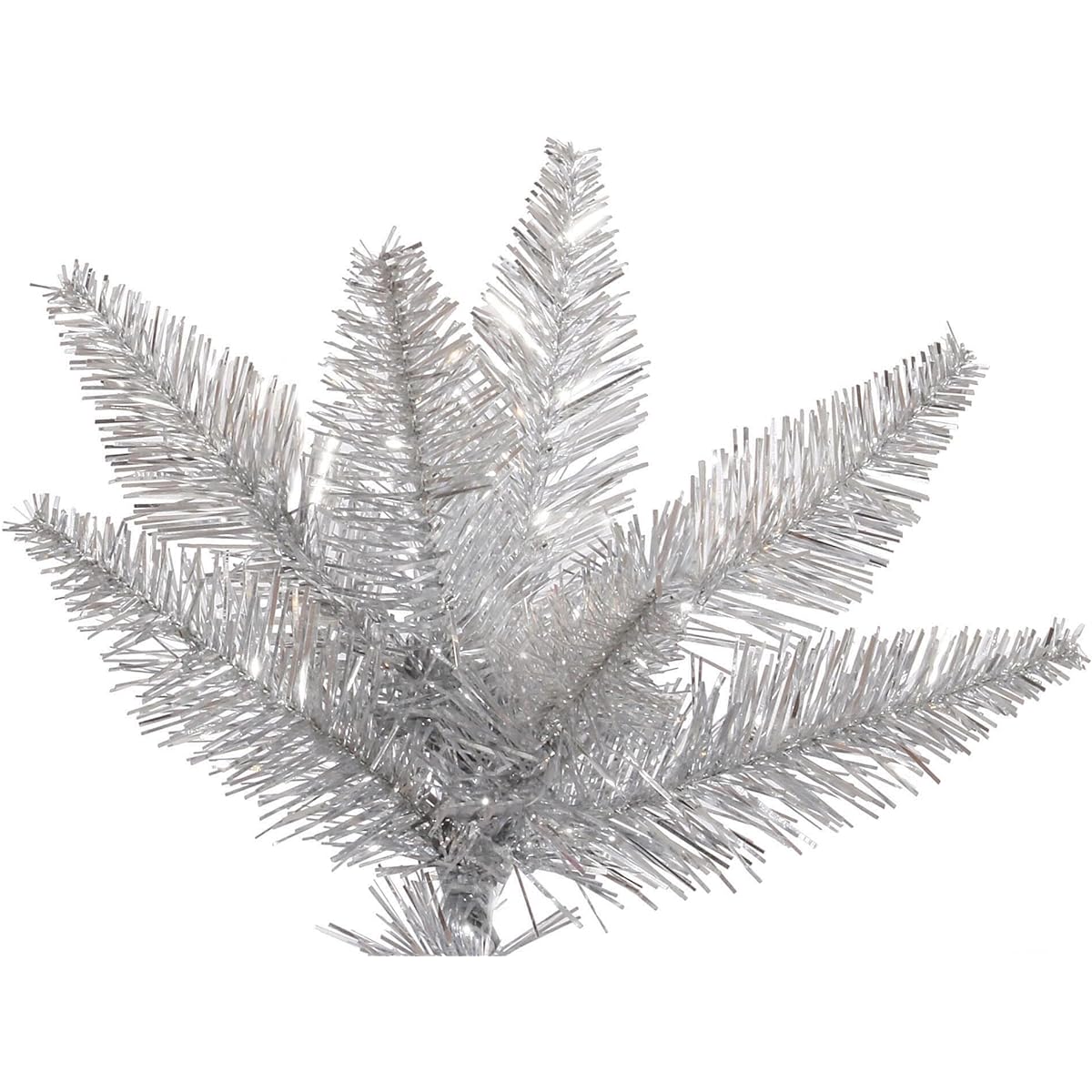 Vickerman 5.5ft Silver Tinsel Fir Artificial Christmas Tree - No Lights - Faux Silver Christmas Tree - Seasonal Indoor Decor