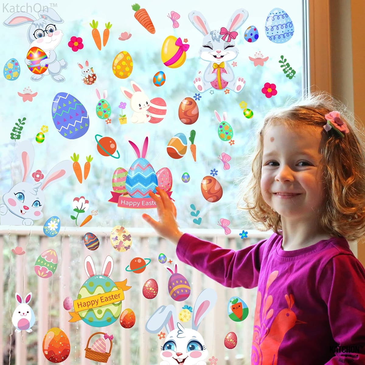 Happy Easter Bunny Carrot Window Sticker