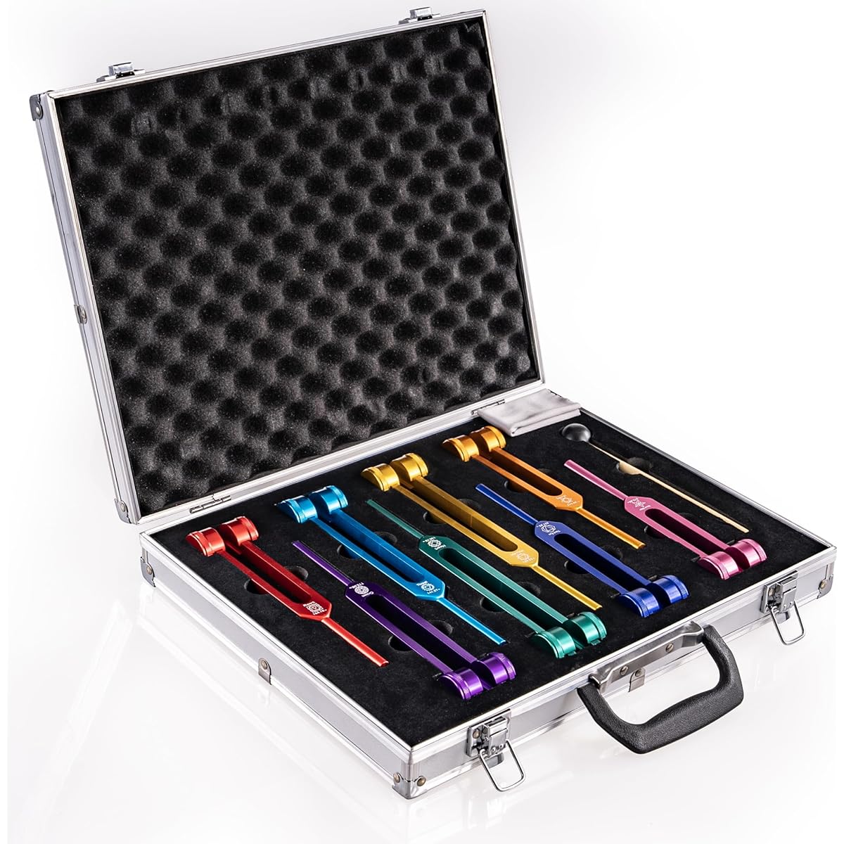 PPOLB Chakra Tuning Fork Set 7 Chakras and 1 Soul Purpose Weighted Tuning Fork Set Healing Sound Therapy Chakra Tuning Fork Set with Tuning Fork Activator and Exquisite Gift Box