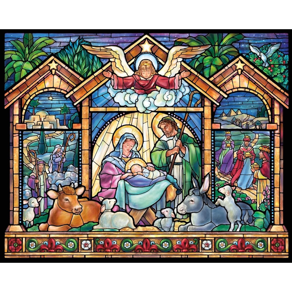 Stained Glass Nativity Scene Jigsaw Puzzle 1000 Pieces
