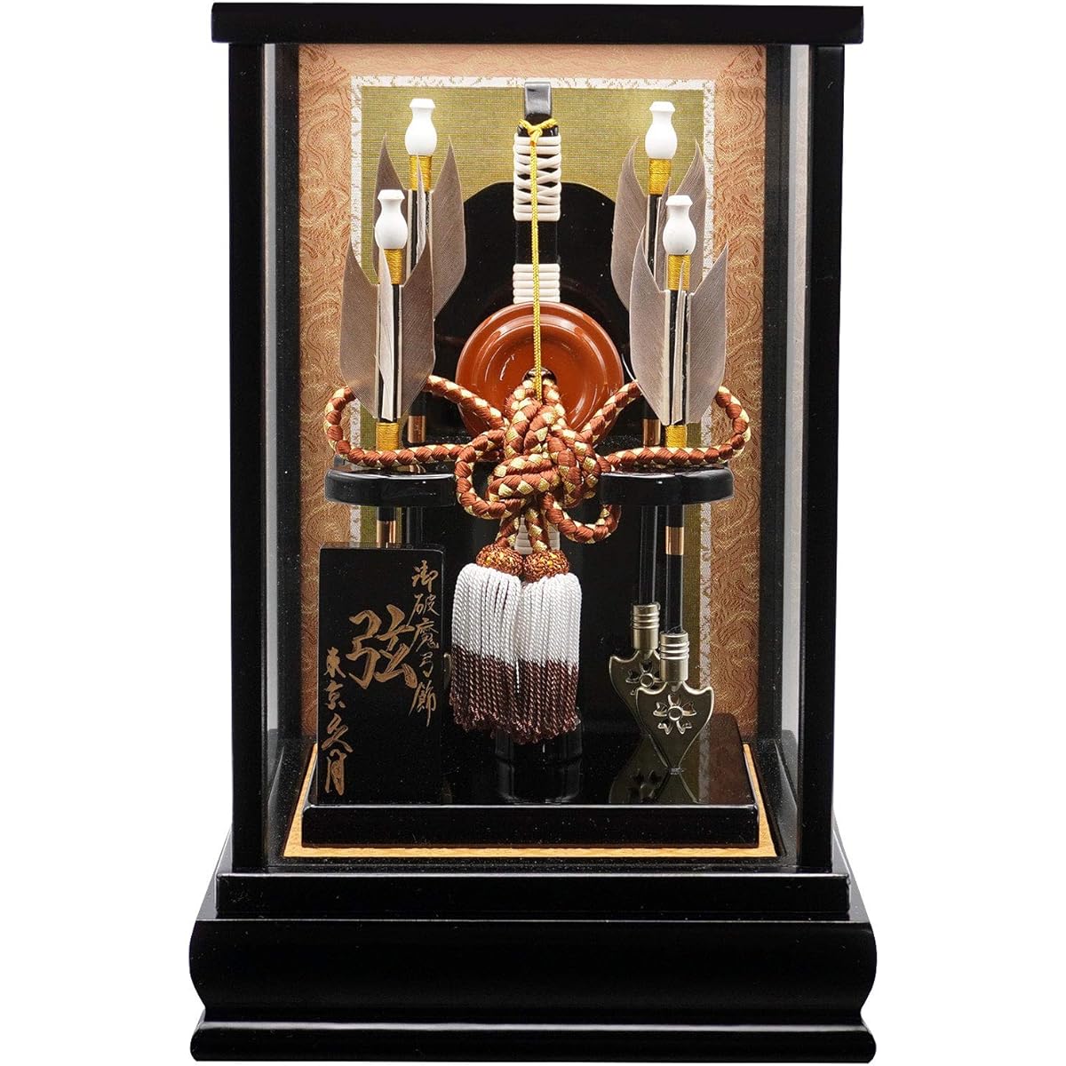 Kyugetsu Dolls No. 6 Kyugetsu Hamayumi Bow Decoration with Strings in Black Lacquered Case 650406