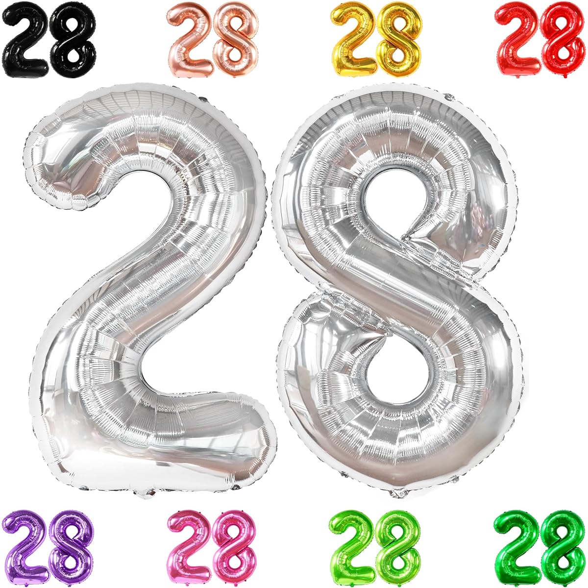 silver number 28 foil balloon