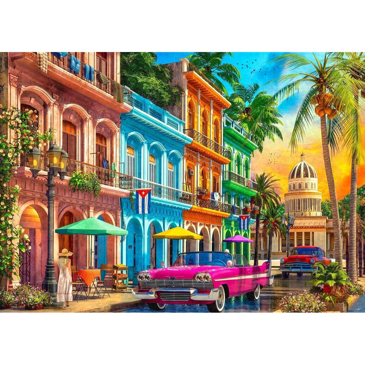 Springbok Havana Sunset 1000 Piece Jigsaw Puzzle for Adults - Colorful Travel Puzzle by Artist Dominic Davison - Finished Size 30" x 24"