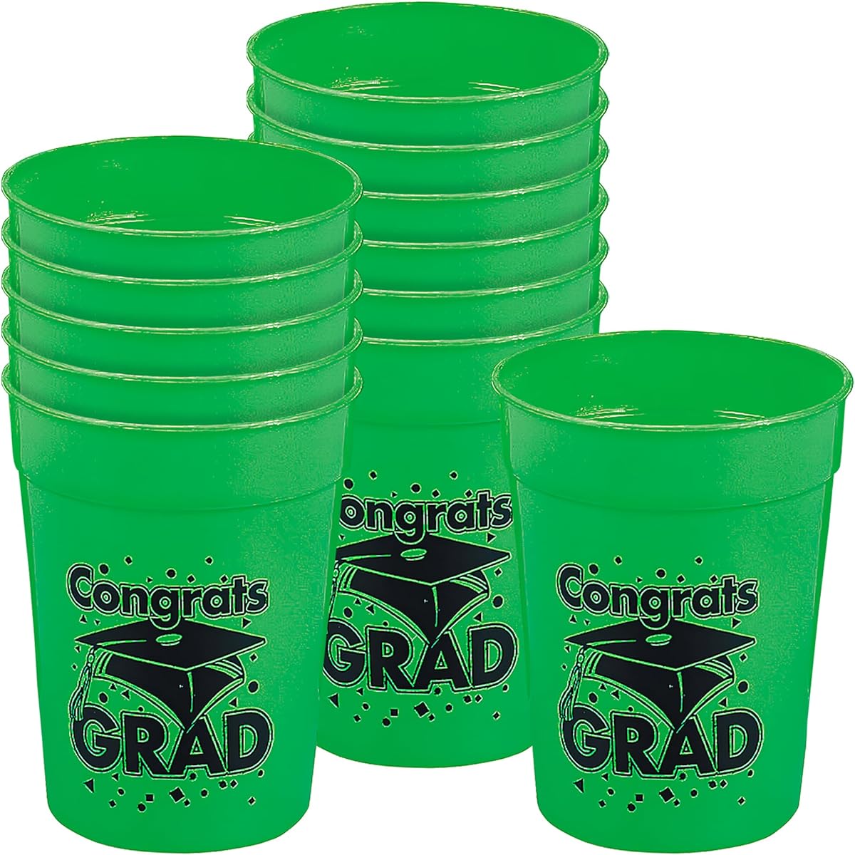 Fun Express - "Congrats Grad" Plastic Cups for Graduation - Party Supplies - Printed Tableware - Printed Cups - Graduation - 12 Count