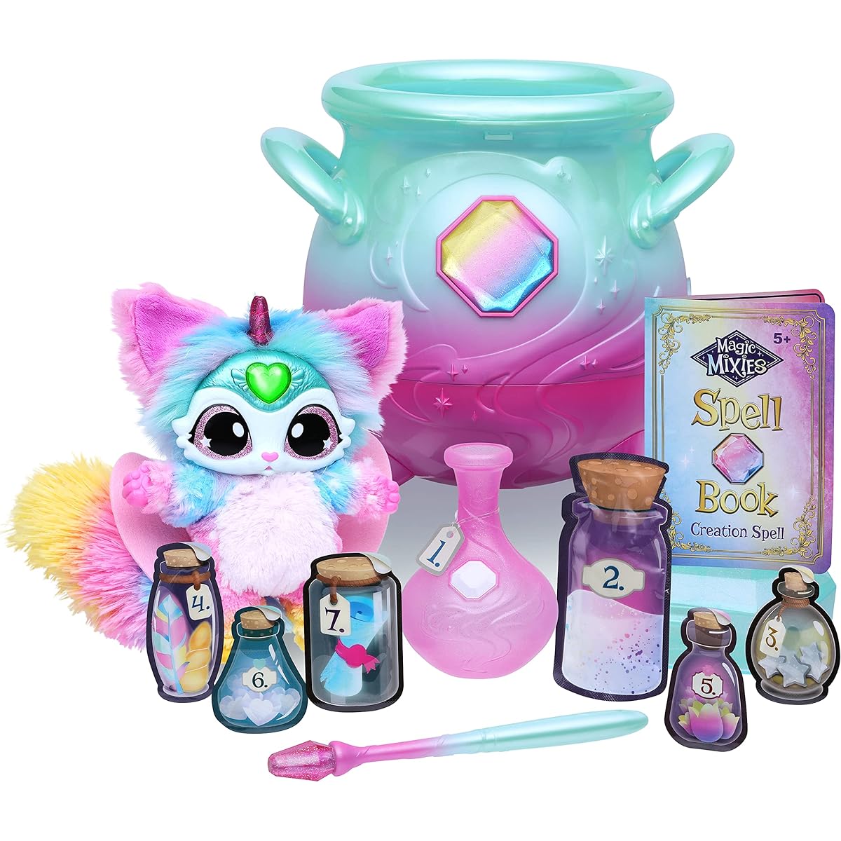 Magic Mixies Interactive 8" Plush Toy, 50+ Sounds and Reactions, Rainbow