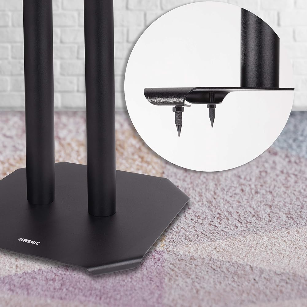 Duronic SPS1022-40 2-piece speaker stand 40cm black top plate 16cm x 16cm speaker holder for home theater metal base