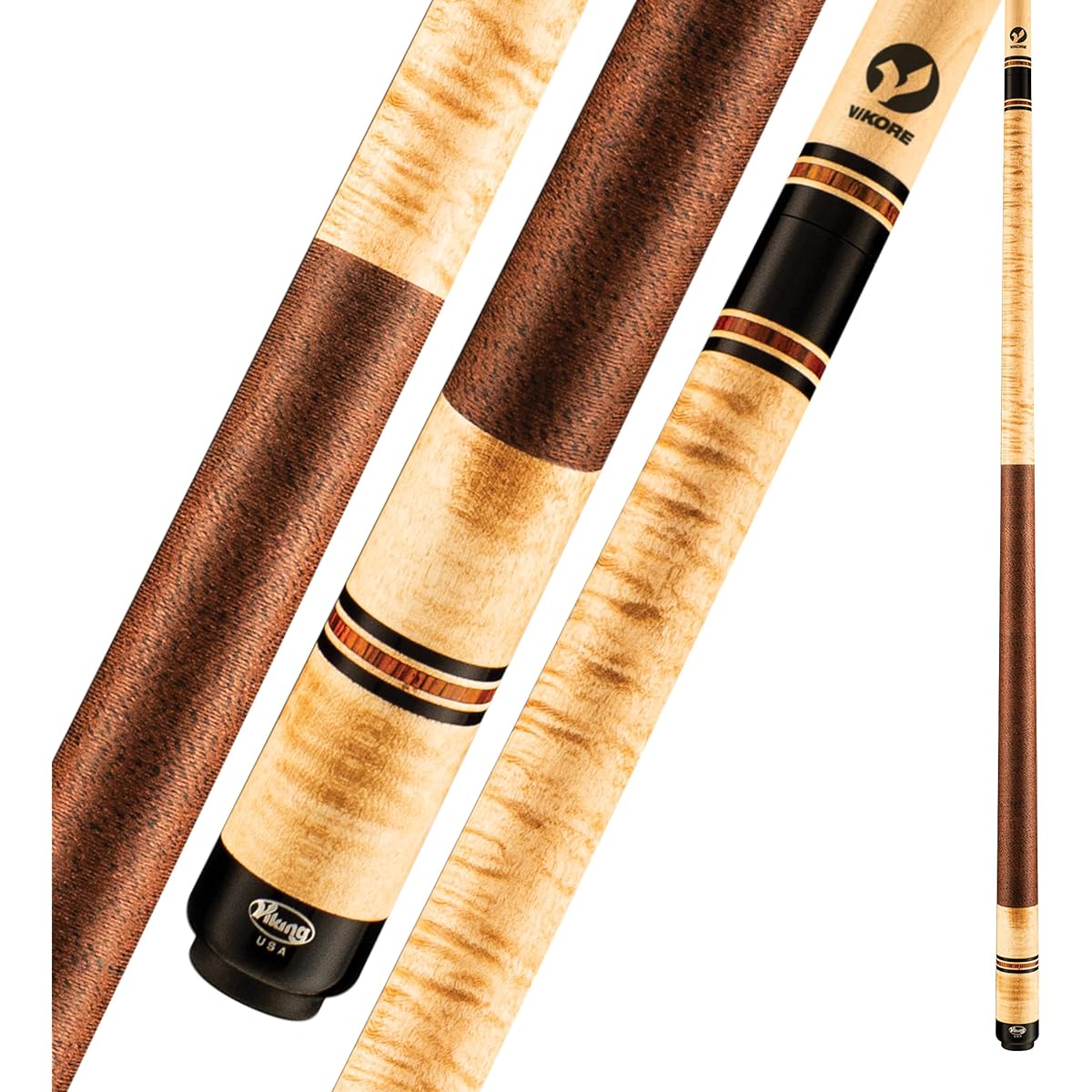 Viking B3026 2 Piece 58" Pool Cue Stick Khaki Stain 19oz Made in USA Billiard Cue Stick for Bar or Home Unisex