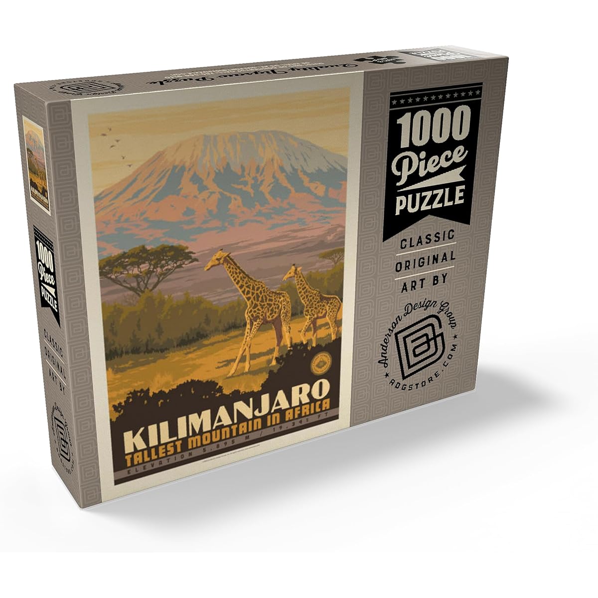 Kilimanjaro: Africa's Highest Mountain Vintage Poster - Premium 1000 Piece Jigsaw Puzzle for Adults
