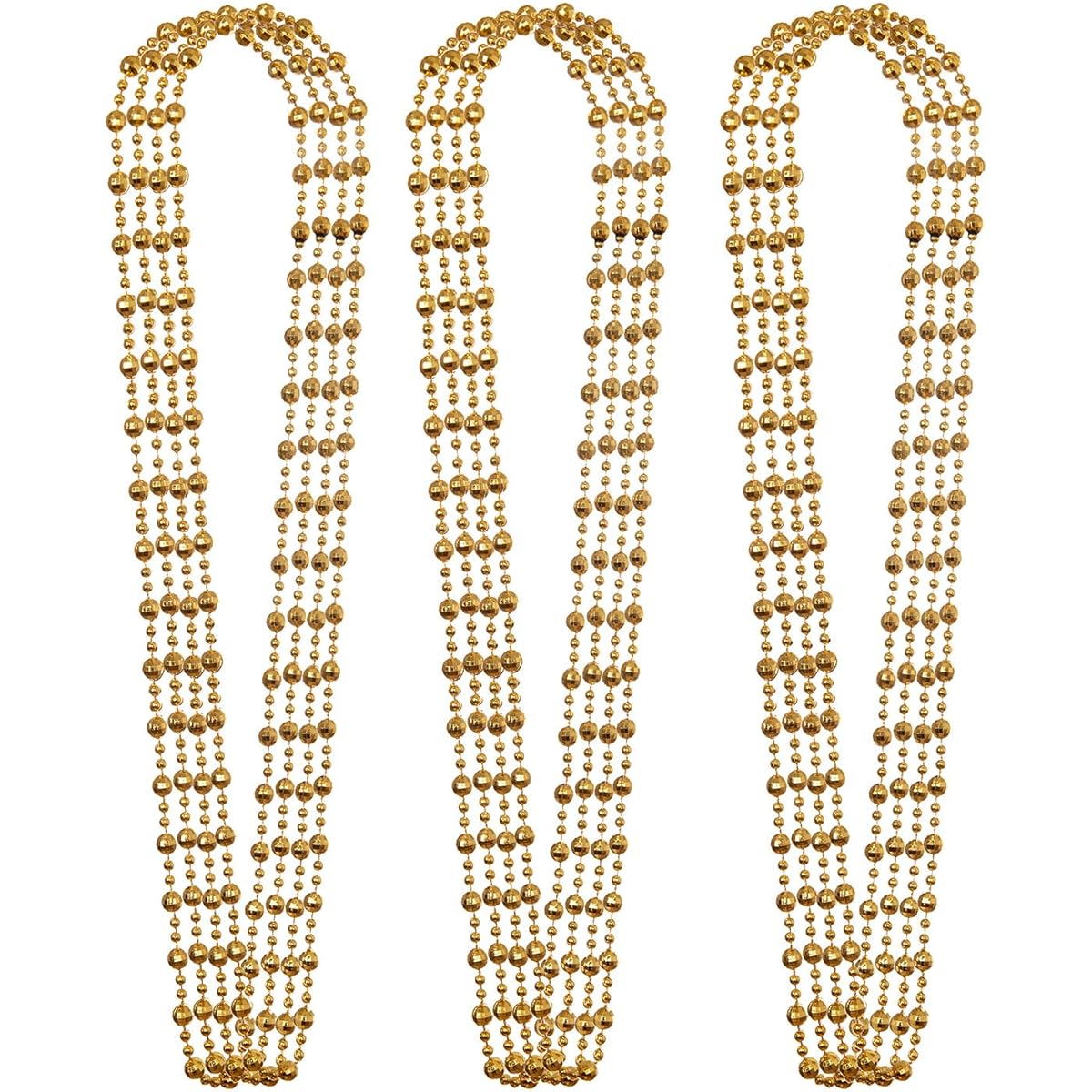 Liatunou Metallic Bead Necklaces, Mirror Disco Ball Costume Necklaces, 12 Pieces, Mardi Gras Carnival Party Favors and Supplies