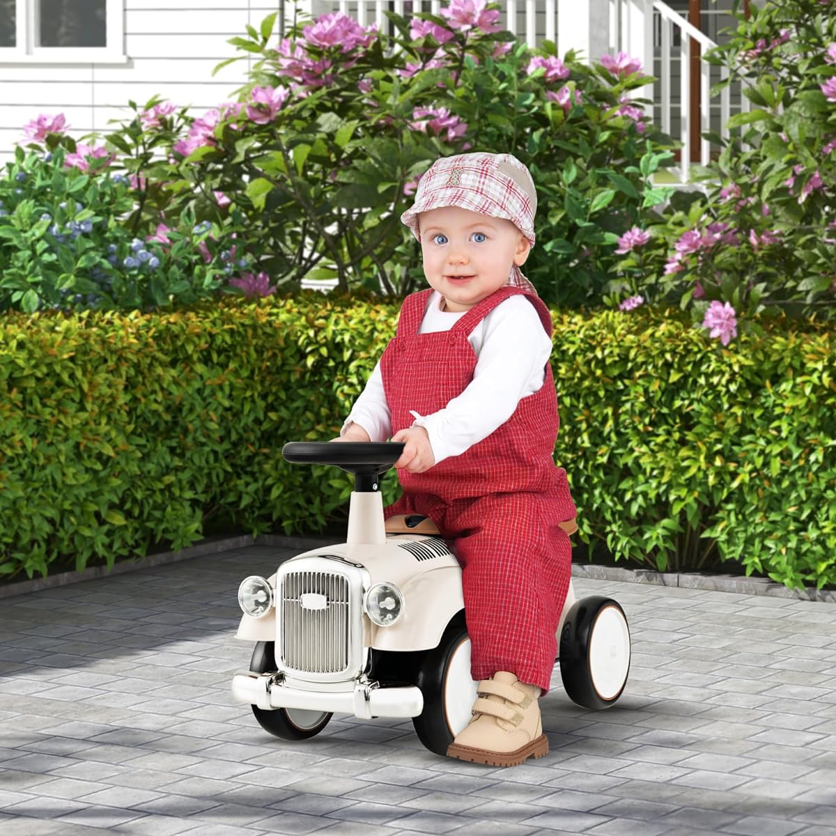 HONEY JOY Ride On Push Car Outdoor Toddler Ride On Toy with Handle/Horn & Storage, Foot to Floor Slide Car, No Battery Required, Baby Ride On Toy for Boys and Girls (White)