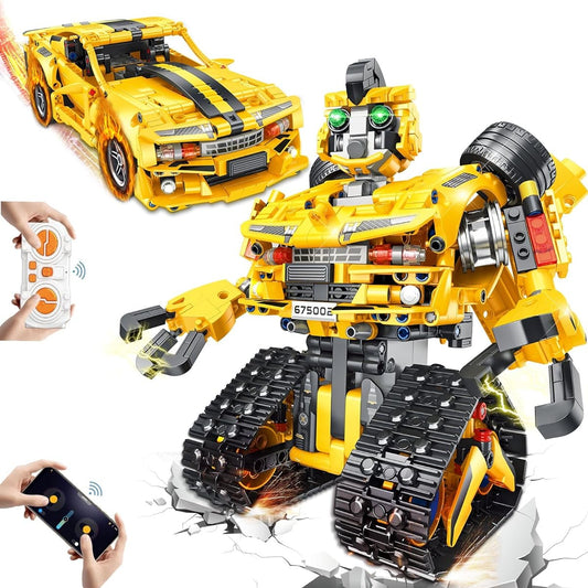 JONRRYIN Robot Building Toys for Kids, Robot Building Kit, 2 in 1 App & Remote Controlled Robotics or Race Car Programmable Gift for Kids Ages 6+ (Racing Robot)