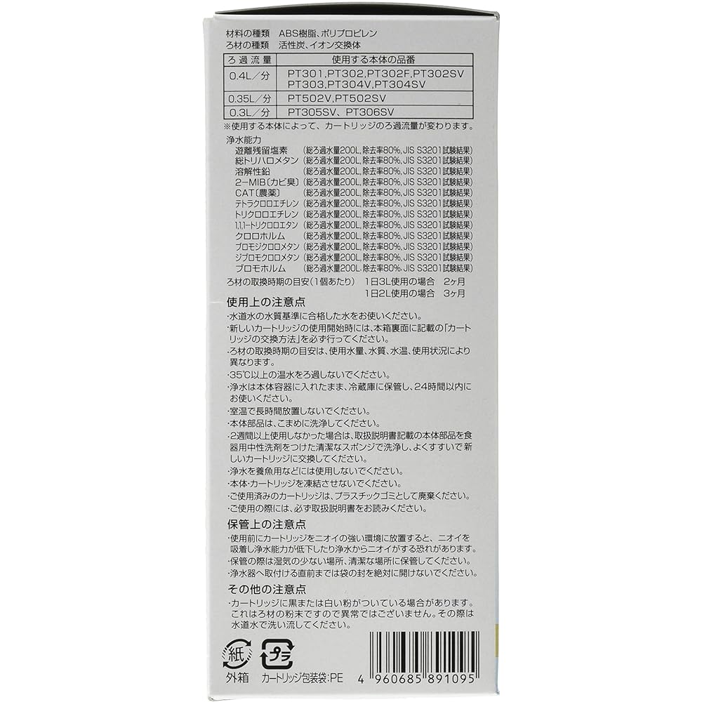 Trevino Pot Type Water Purifier PT Series Replacement Cartridge Toray PTC.SV2J-Z White