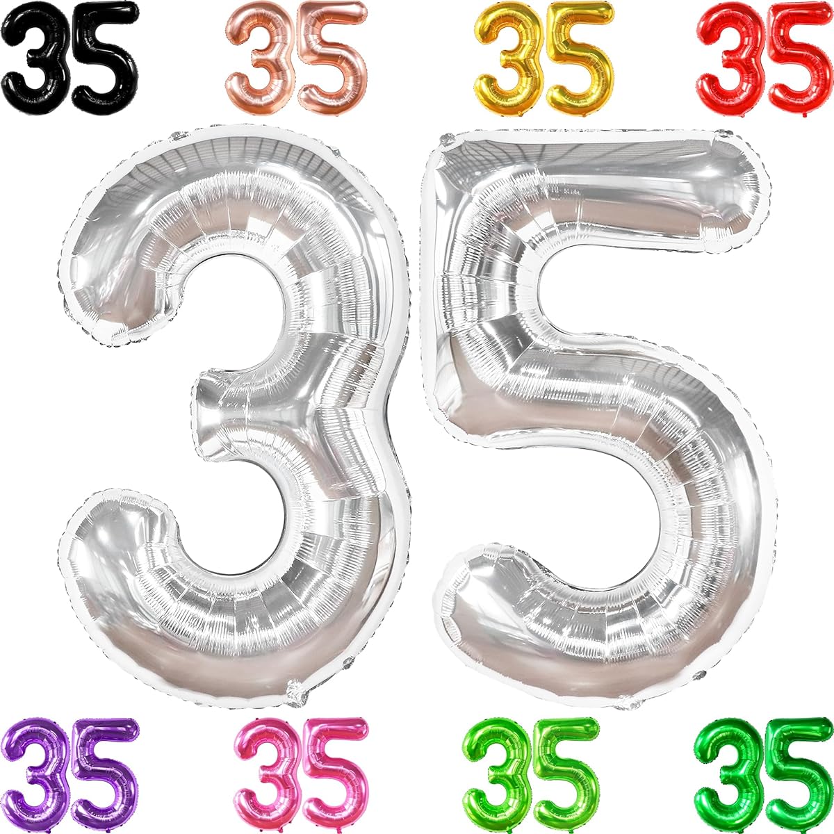 KatchOn Silver 35 Balloon Number - 40 Inch | 35th Birthday Decorations for Women | 35 Balloon Birthday 35th Birthday Decorations for Men | 35th Birthday Balloons 35th Birthday Decorations for Men